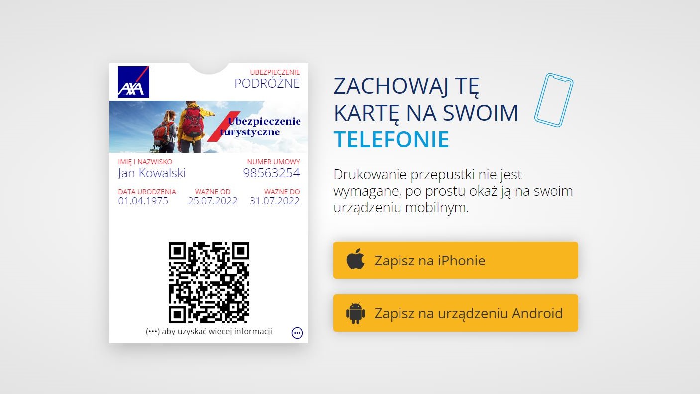 Elektroniczna Karta Podróżnika AXA Partners